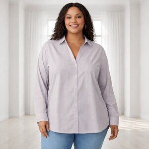 H&M Pinstripe Button Down Collared Shirt XXL – Classic Workwear Office Blouse